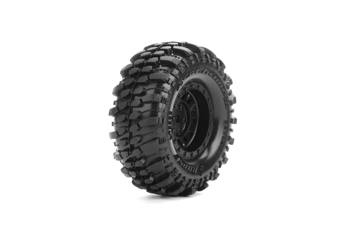 Cr-Champ 1/18, 1/24 1.0" Crawler Tires, 7Mm Hex, Super Soft, Mounted On Black Rim, Front/Rear (2) 1