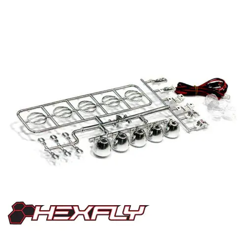 Redcat Led Crawler Light Bar Set(5 Spotlight) Chrome (Led Lights Are White, Plastic Light Bar Is Chrome) 1
