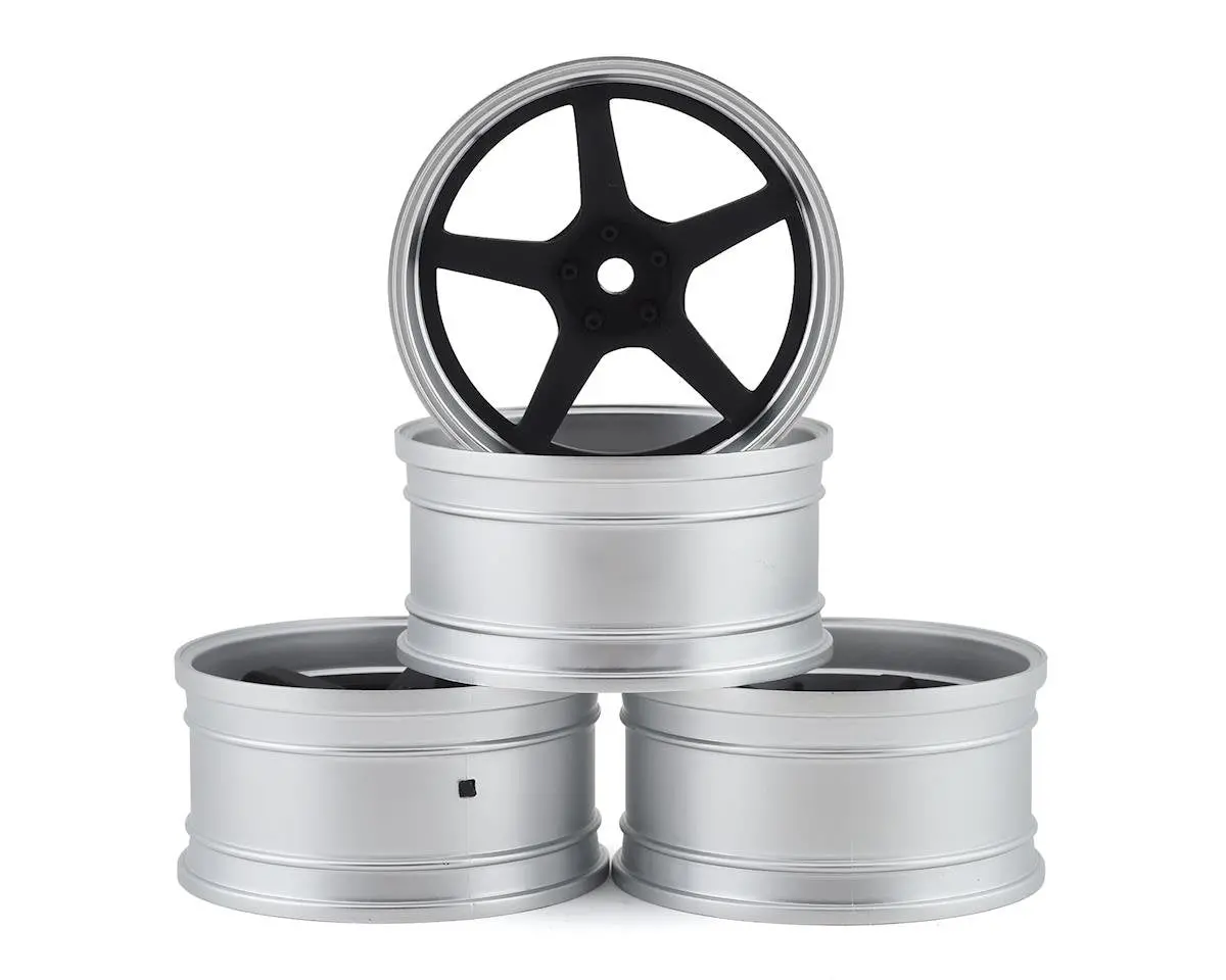 Mst Gt Wheel Set (Matte Silver/Black) (4) (Offset Changeable) W/12Mm Hex 1