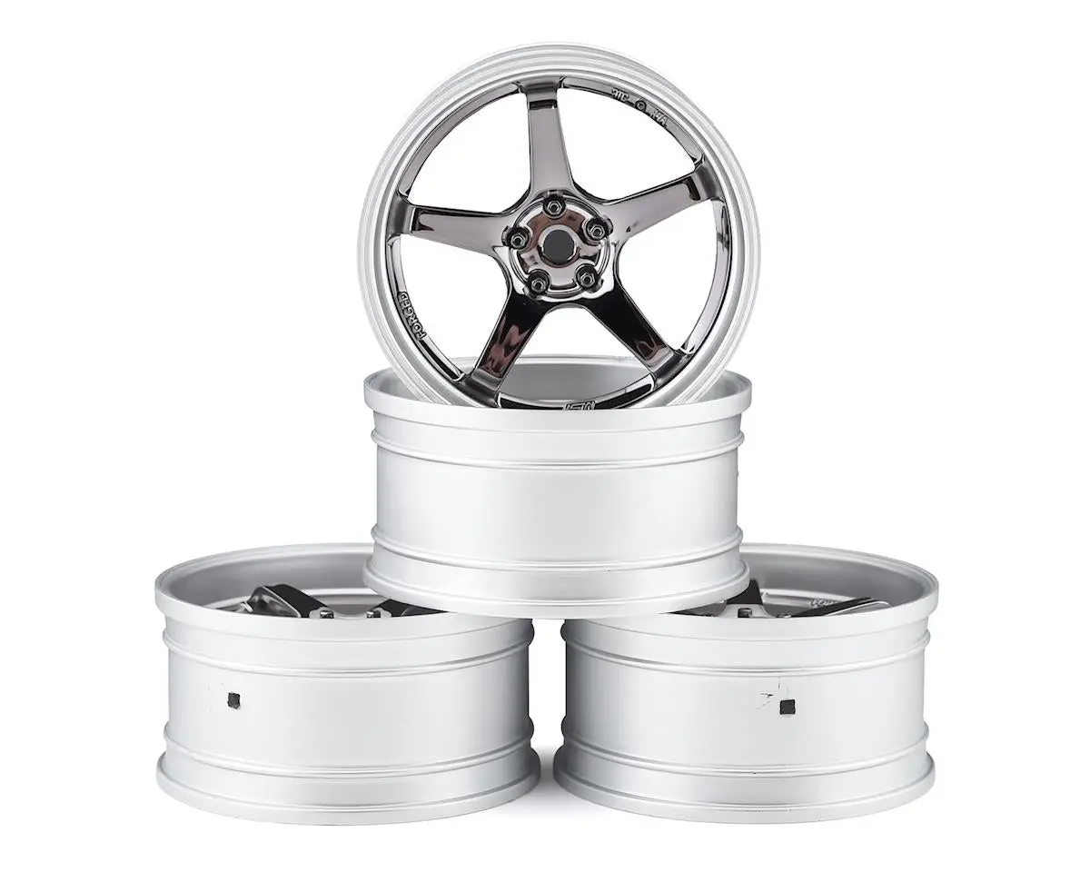 Mst Gt Wheel Set (Matte Silver/Black Chrome) (4) (Offset Changeable) W/12Mm Hex 1