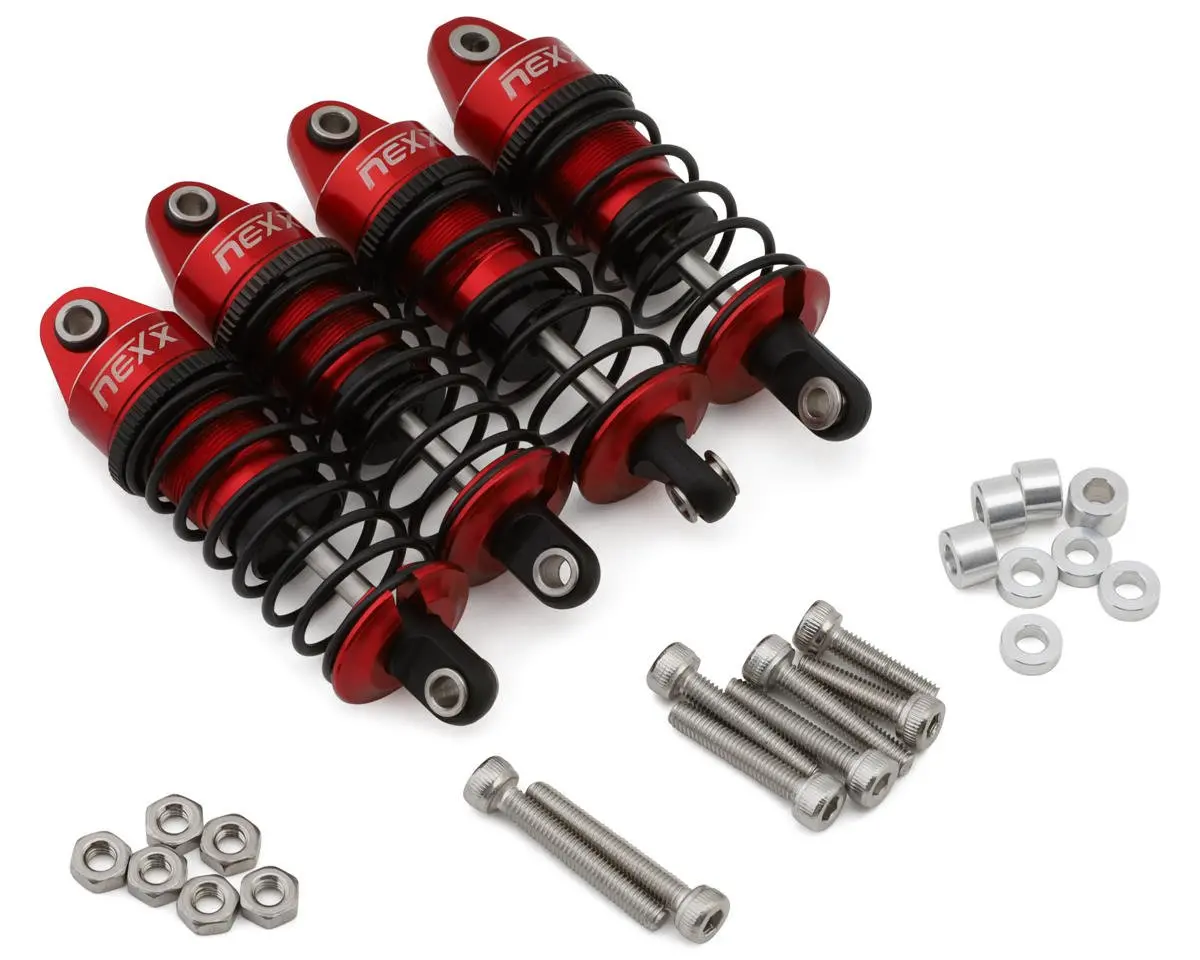 Nexx Racing Mst Rmx 2.5 56Mm Aluminum Oil-Filled Threaded Shocks (Red) (4) 1