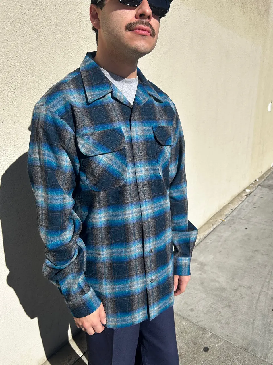 Pendleton Men's Board Shirt In Grey Turquoise Ombre 1