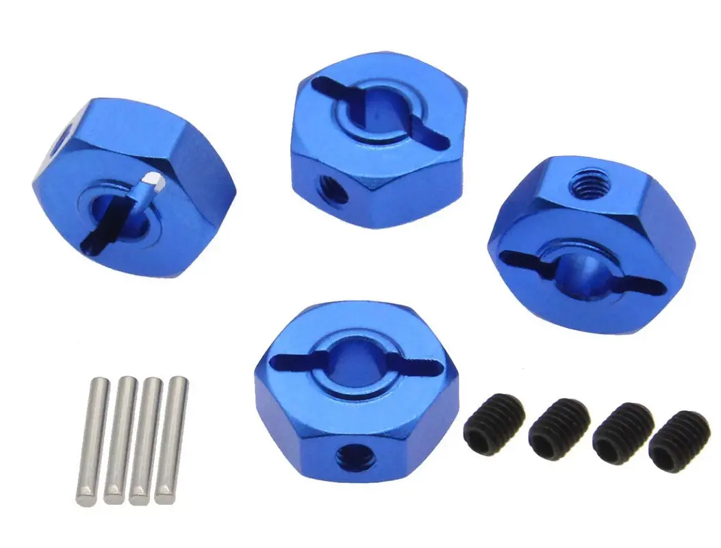 Powerhobby 12Mm Wheel Hex (4), Blue, For Losi Mini Lmt 1