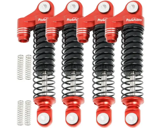 Power Hobby Aluminum 51Mm Long Travel Shocks, Red, For Traxxas Trx-4M 1