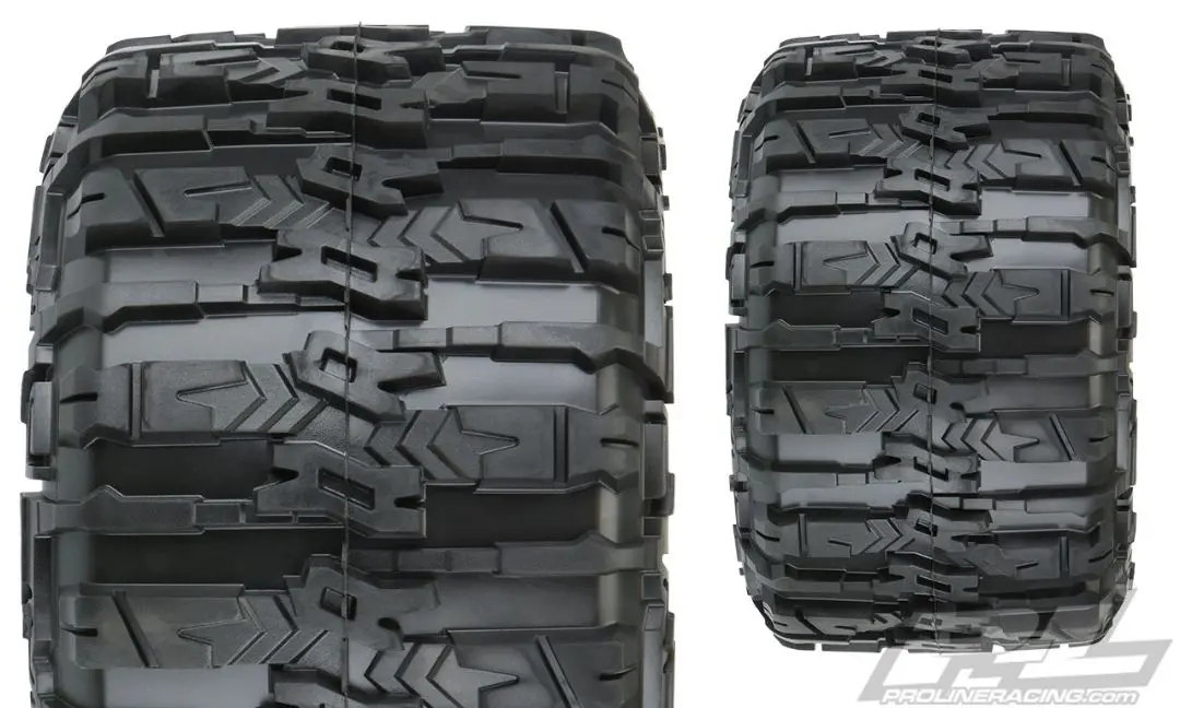 Pro-Line Trencher Hp 3.8" All Terrain Belted Tires Mounted On Raid Black 8X32 Removable Hex Wheels (2) For 17Mm Mt Front Or Rear 1