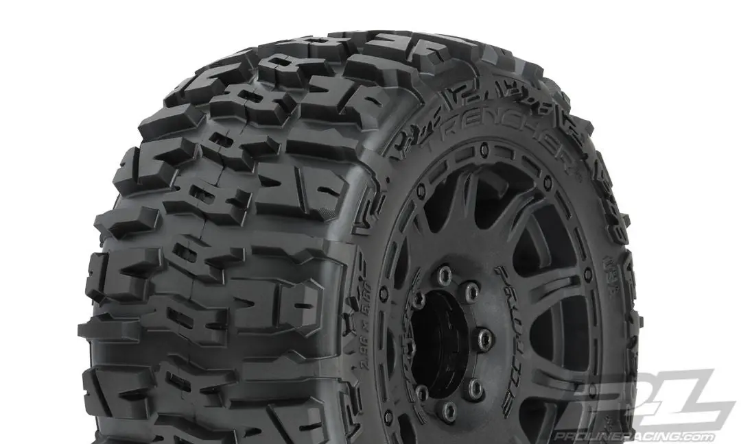 Pro-Line Trencher Lp 3.8" All Terrain Tires Mounted On Raid Black 8X32 Removable Hex Wheels (2) For 17Mm Mt Front Or Rear 1