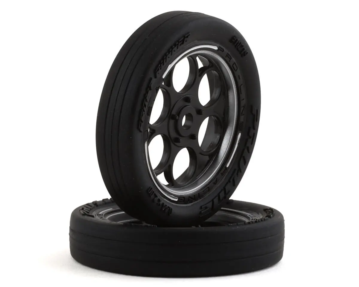 Pro-Line 1/16 Front Runner Front Mtd No-Prep Drag Tires (Black/Silver) (2) W/8Mm Wheel Hex 1