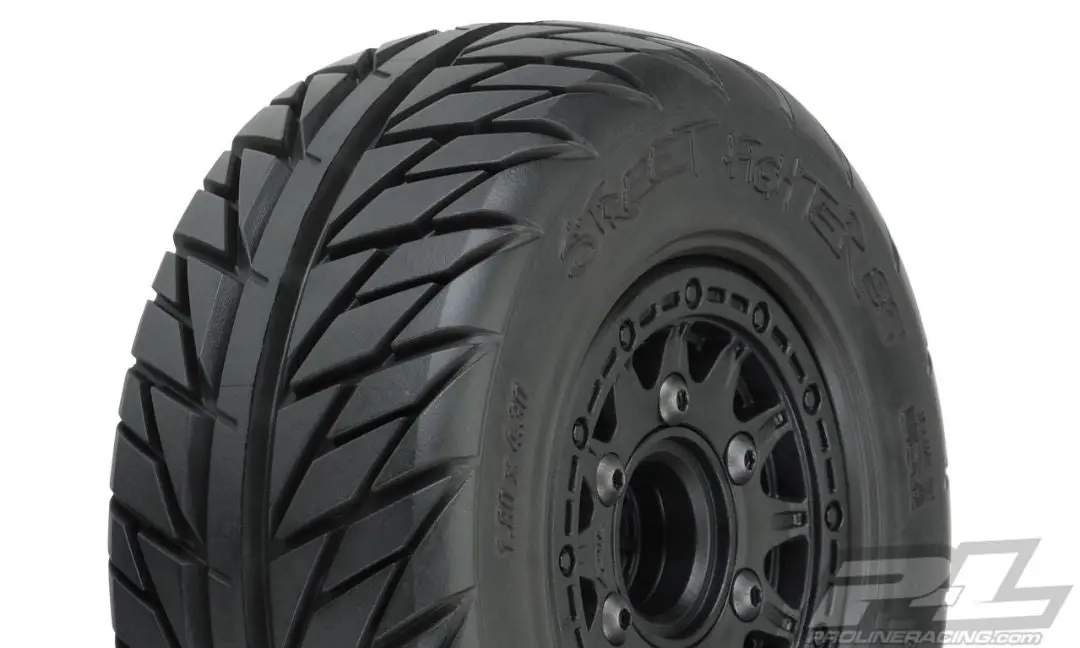 Pro-Line Street Fighter Sc 2.2"/3.0" Street Tires Mounted On Raid Black 6X30 Removable Hex Wheels (2) For Slash 2Wd & Slash 4X4 Front Or Rear 1