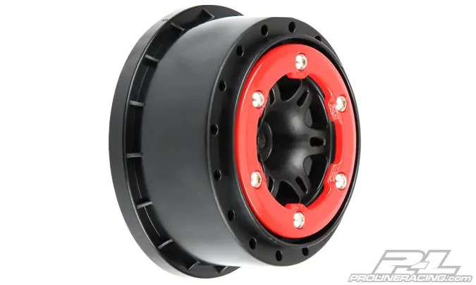 Pro-Line Split Six 2.2"/3.0" Red/Black Bead-Loc Wheels (2) For Slash 2Wd Rear & Slash 4X4 Front Or Rear 1