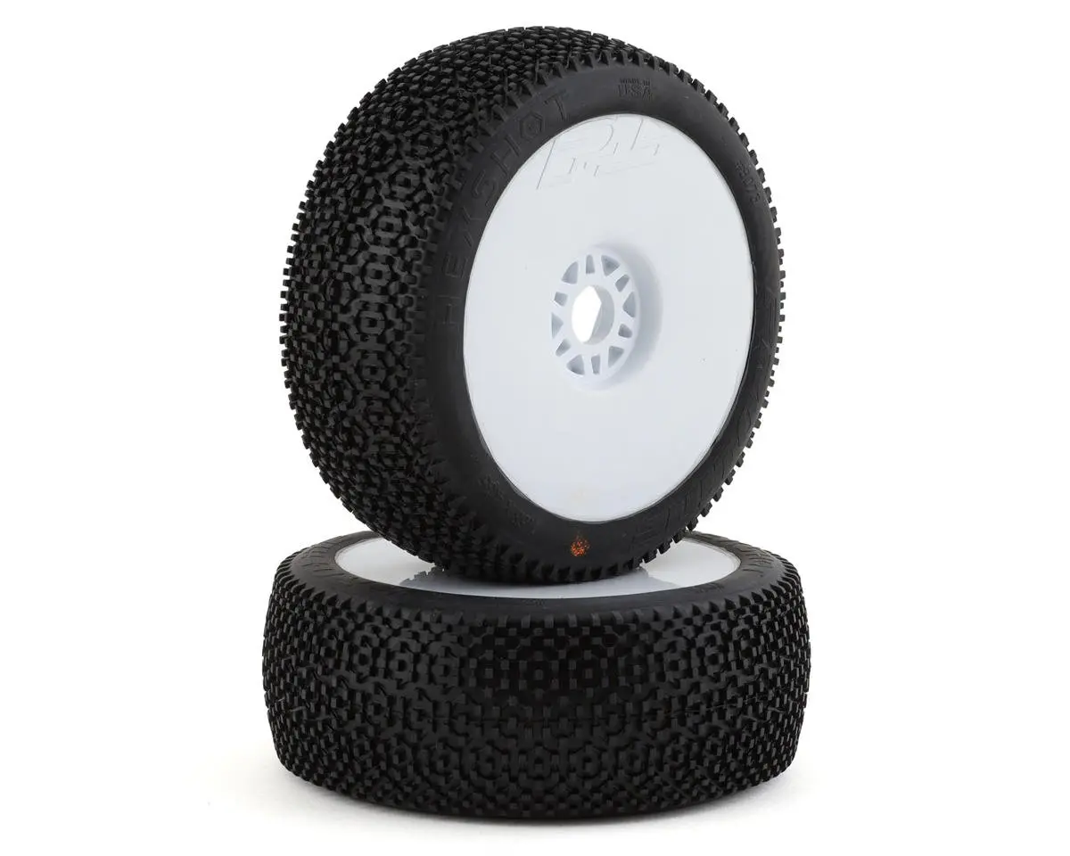 Pro-Line Hex Shot Pre-Mounted 1/8 Buggy Tires (2) (White) (S3) W/Lightweight Wheel 1