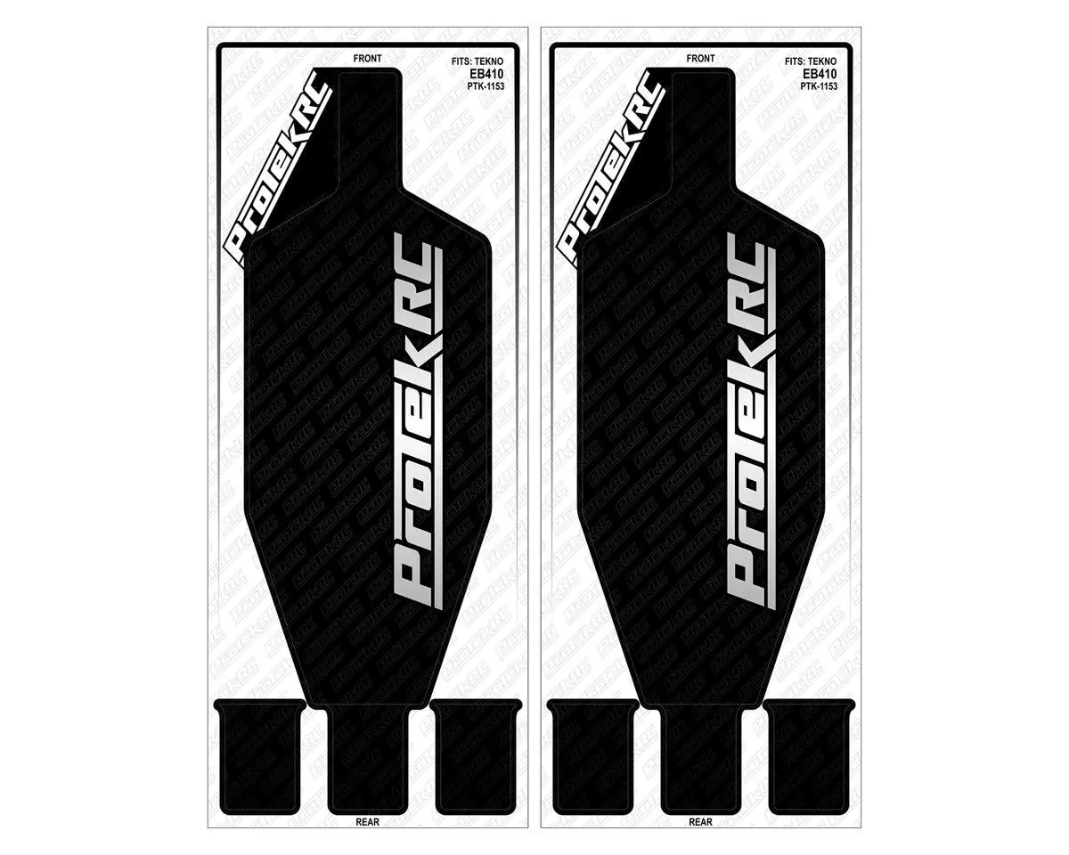 Protek Rc Tekno Eb410 Thick Precut Chassis Protective Sheet (Black) (2) (Updated Cut Path 2020) 1