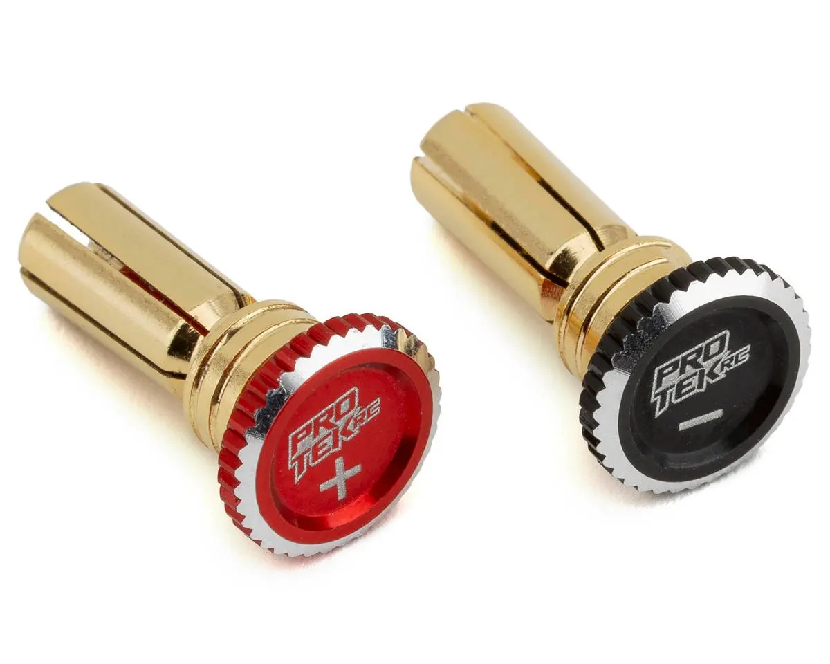 Protek Rc Twist Lock Adjustable Bullet Plug Grips W/5Mm Bullets (Red/Black) 1