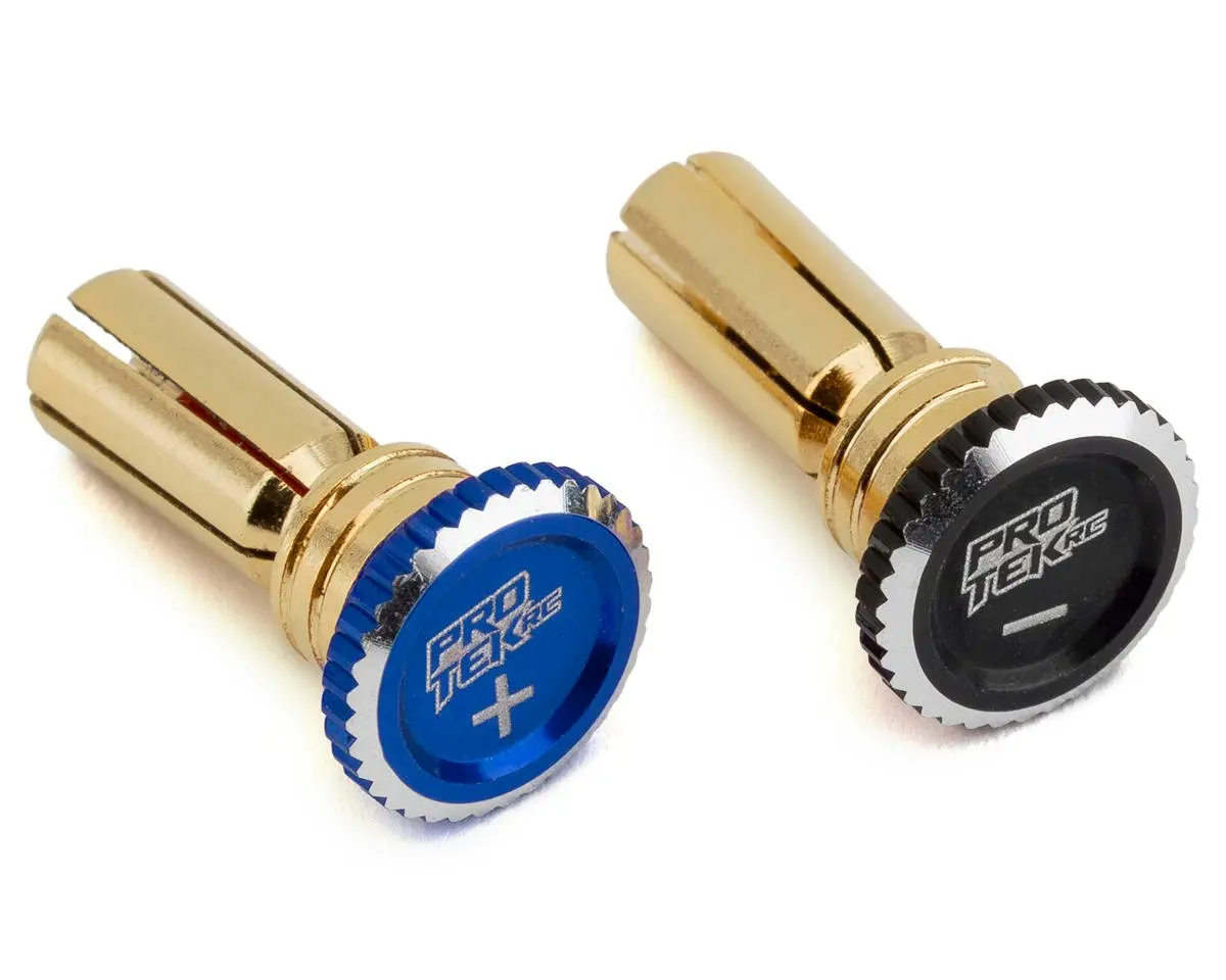 Protek Rc Twist Lock Adjustable Bullet Plug Grips W/5Mm Bullets (Black/Blue) 1
