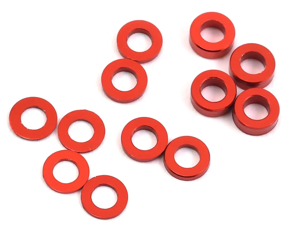 Protek Rc Aluminum Ball Stud Washer Set (Red) (12) (0.5Mm, 1.0Mm & 2.0Mm) 1
