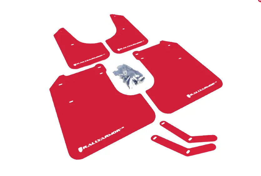Rally Armor - Subaru 08-11 Wrx / Impreza - Polyurethane Mud Flap (Red W/ White Logo) 1
