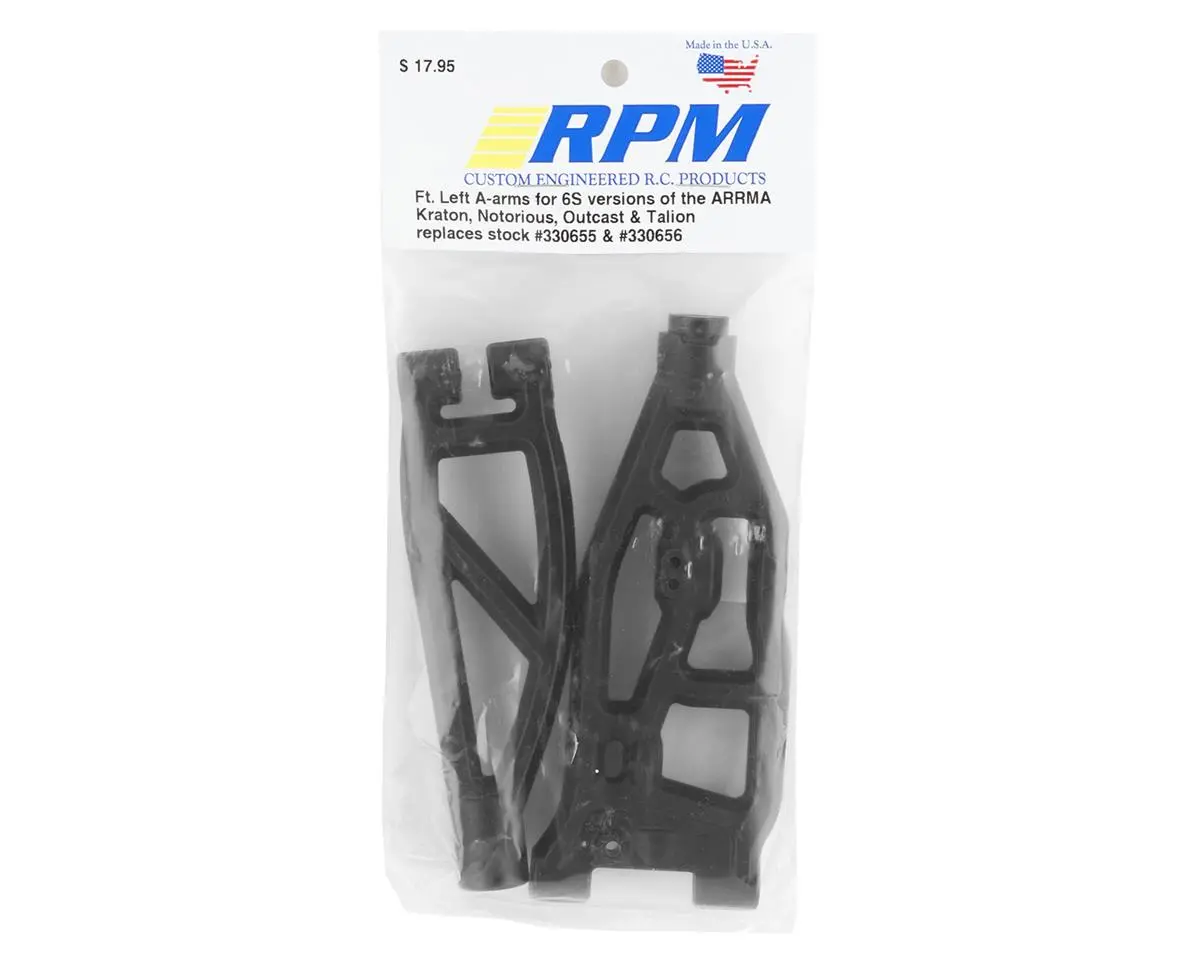 Rpm Arrma Kraton/Outcast 6S Front Left Upper & Lower Suspension Arm Set (Black) 1