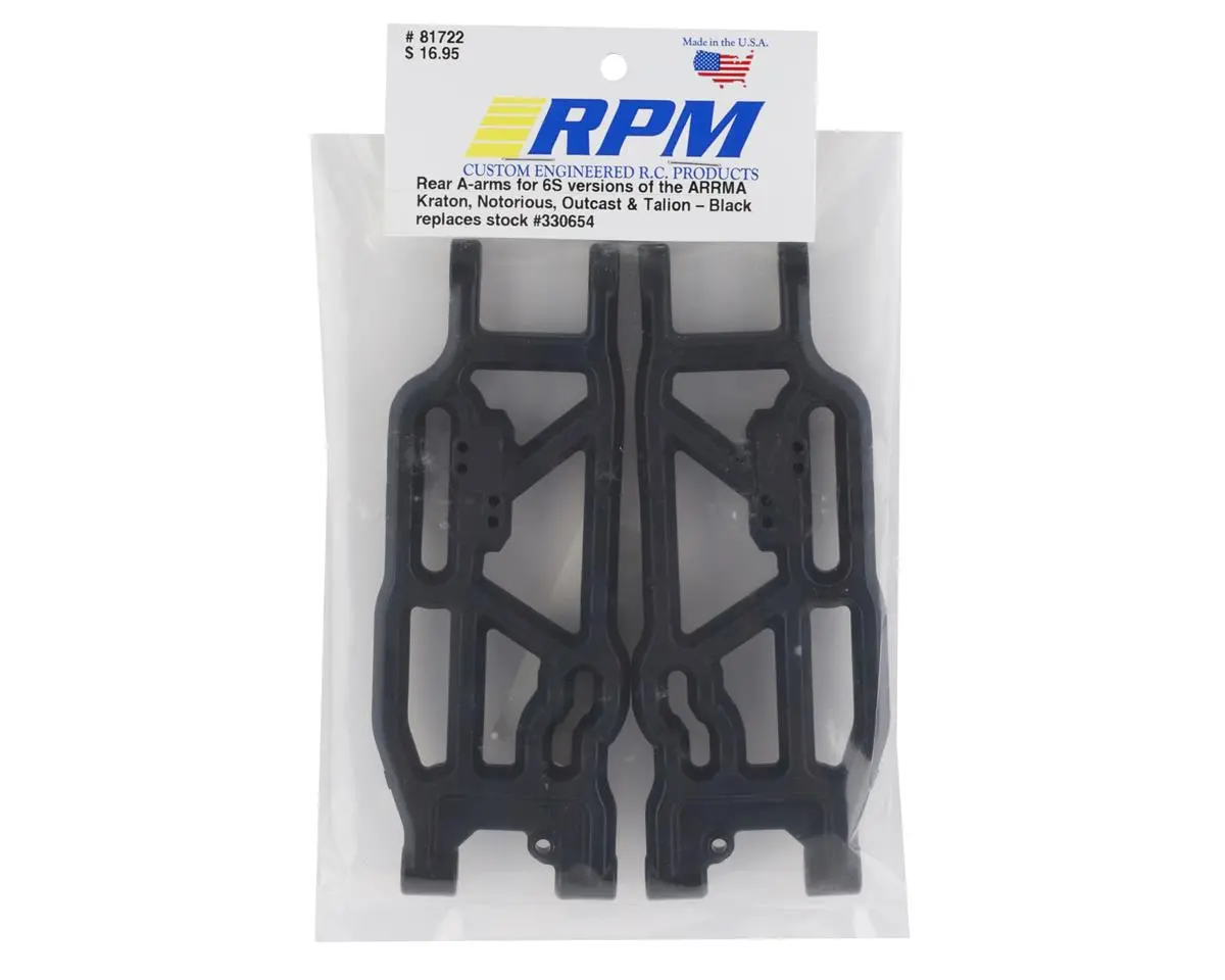 Rpm Arrma Kraton/Outcast V5 6S Rear Suspension Arm Set (Black) 1