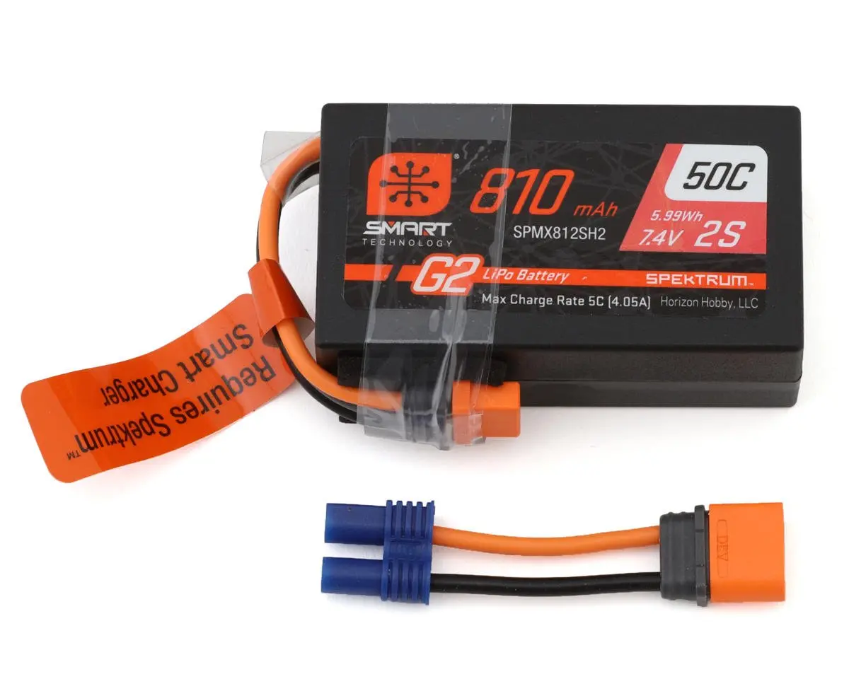 Spektrum Rc 2S 50C Smart G2 Lipo Battery W/Ic2 Connector (7.4V/810Mah) 1