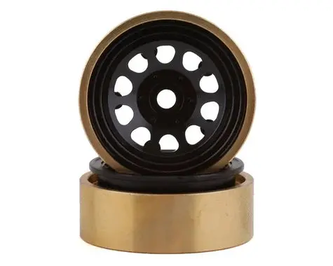 Ssd Rc Scx24 1.0” Aluminum/Brass D Hole Beadlock Wheels (Black) (2) 1