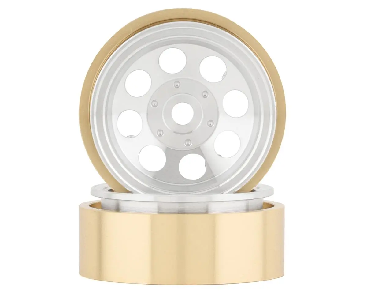 Ssd Rc 1.0” Aluminum/Brass 8 Hole Beadlock Wheels (Silver) (2) 1