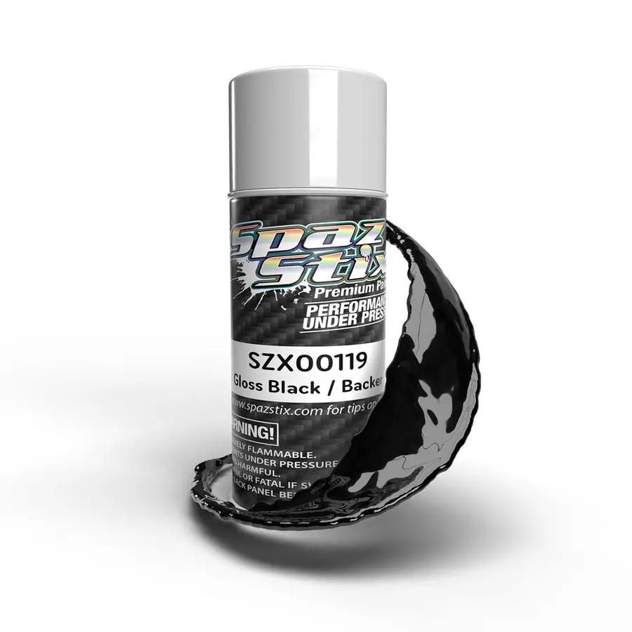 Spaz Stix High Gloss Black/Backer, Aerosol Paint, 3.5Oz Can 1