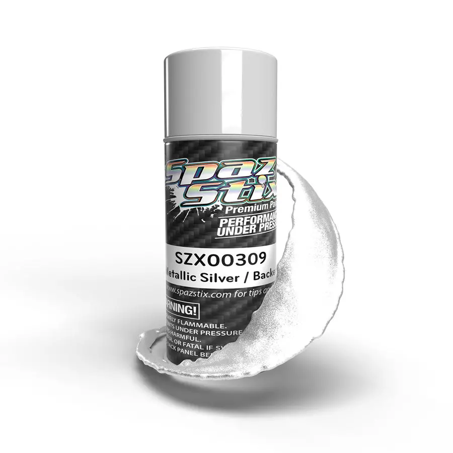 Spaz Stix Metallic Silver/"Candy" Backer, Aerosol Paint, 3.5Oz Can 1