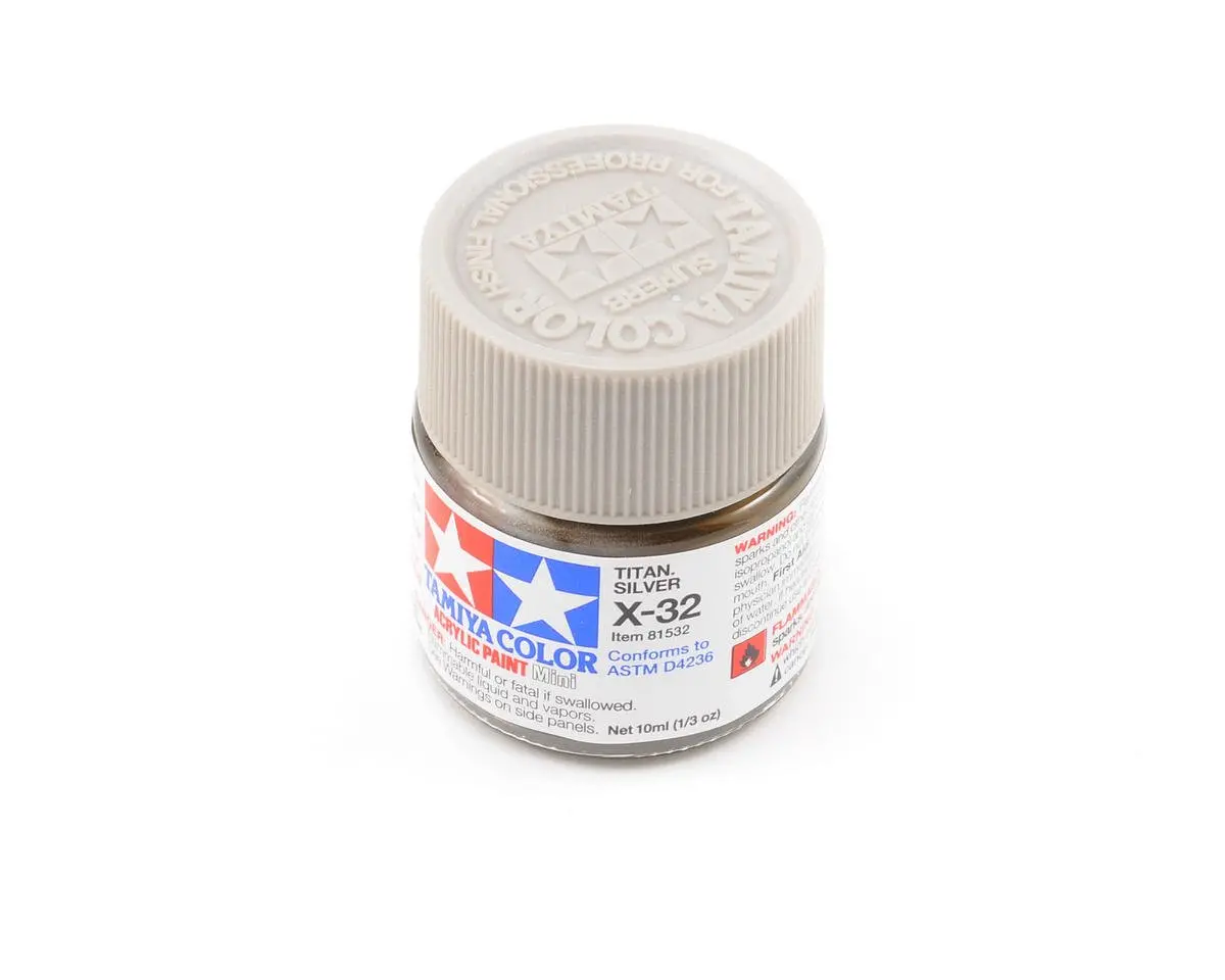 Tamiya X-32 Metallic Titan Silver Acrylic Paint (10Ml) 1