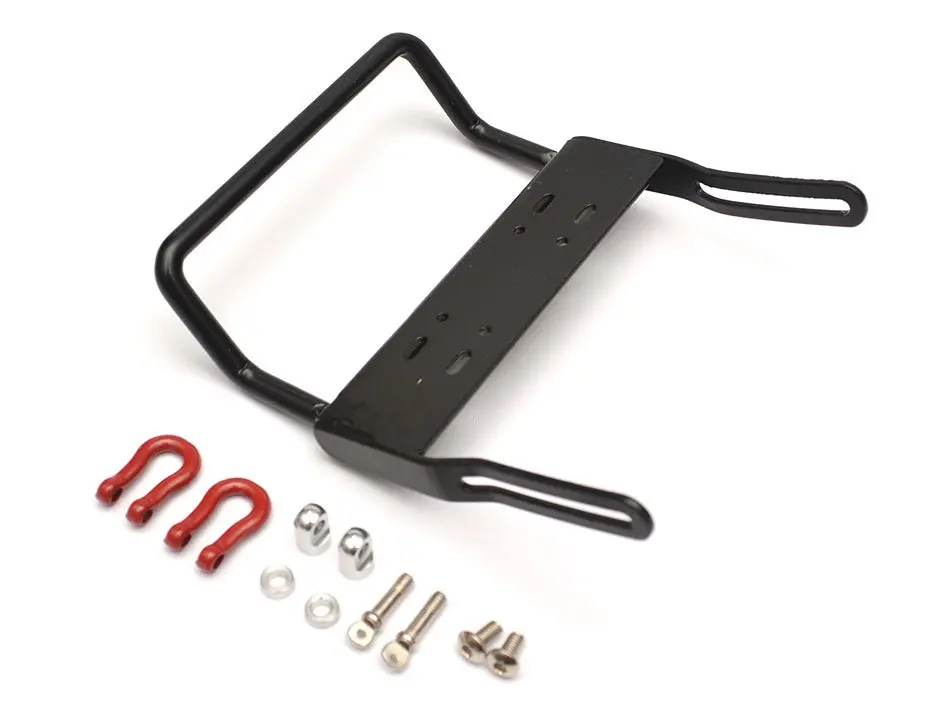 Team Raffee Co. Steel Front Bumper A With Towing Hooks - 1 Set Black For Axial Scx10 1