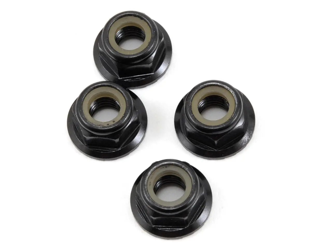 Tekno Rc M5 Aluminum Serrated Flanged Locknut (Black) (4) 1