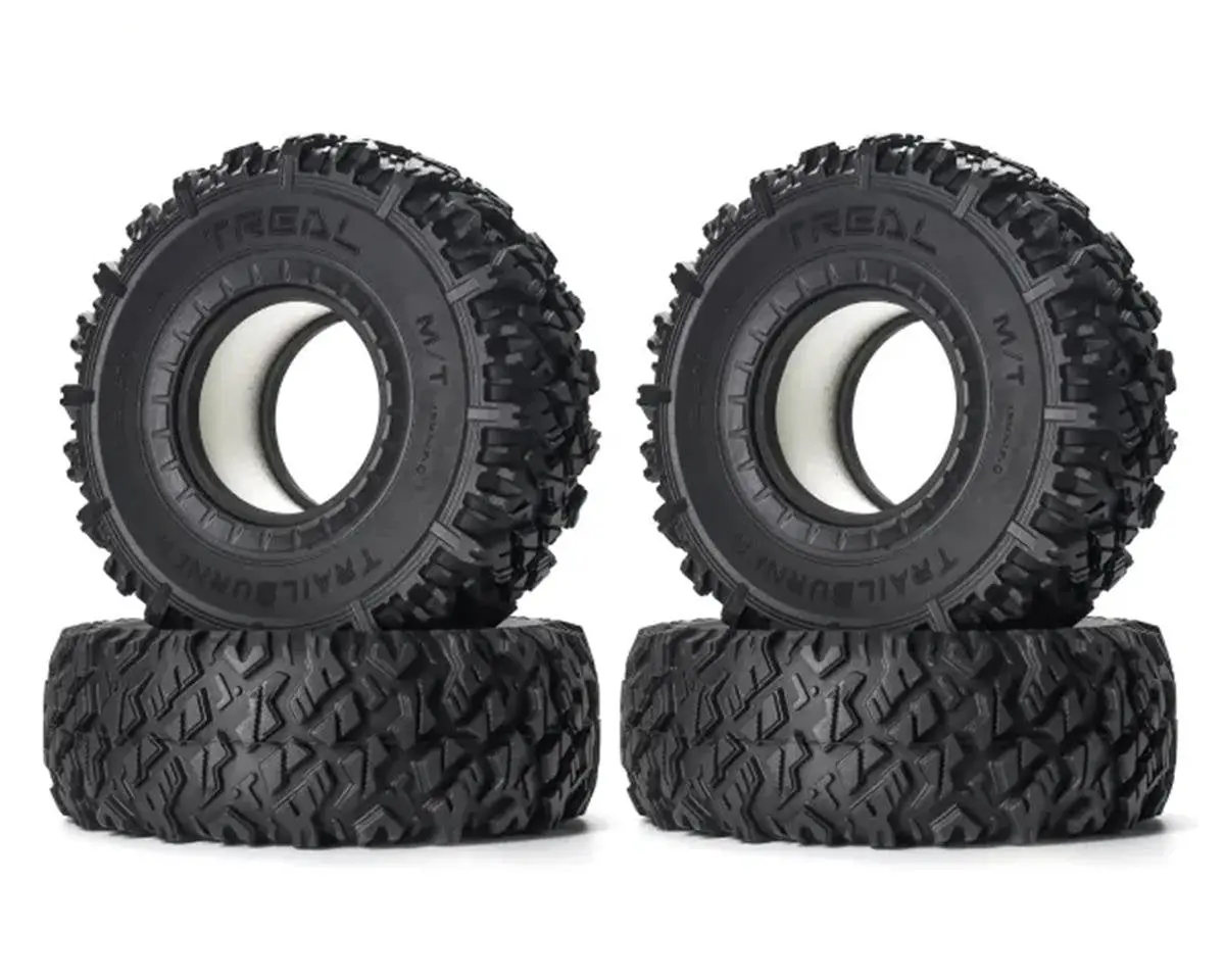 Treal Hobby Trailburner 1.9" Rubber Rock Crawler Tires (4) W/Foam Inserts 1