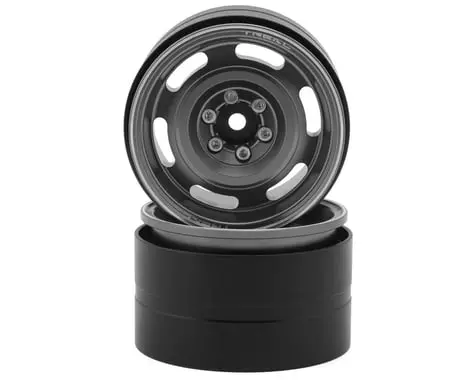 Treal Hobby Type B 2.2" Vintage Wagon Aluminum 1/10 Rock Crawler Beadlock Wheels (Gunmetal) (2) (120G Ea) 1
