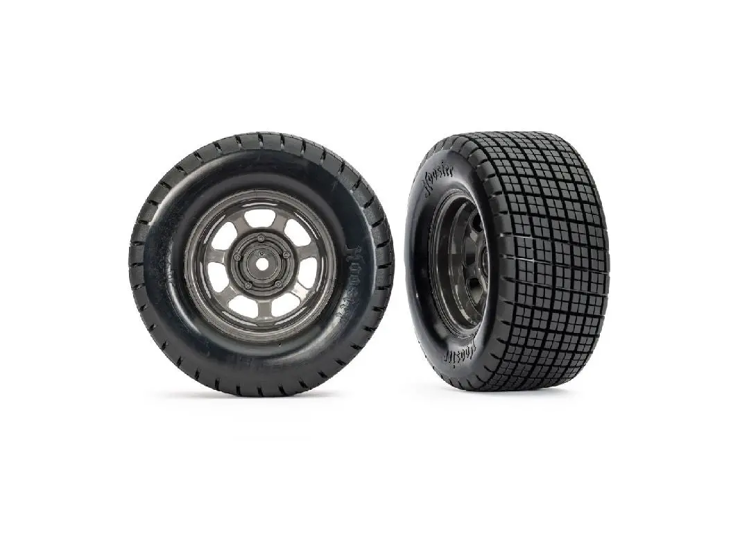 Traxxas Dirt Oval Gray Front Wheels W/ Hoosier Tires (2) 1