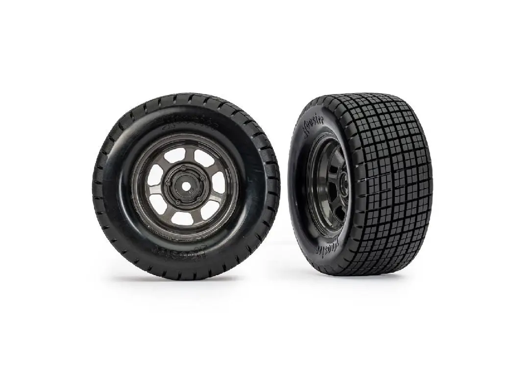 Traxxas Dirt Oval Gray Rear Wheels W/ Hoosier Tires (2) 1