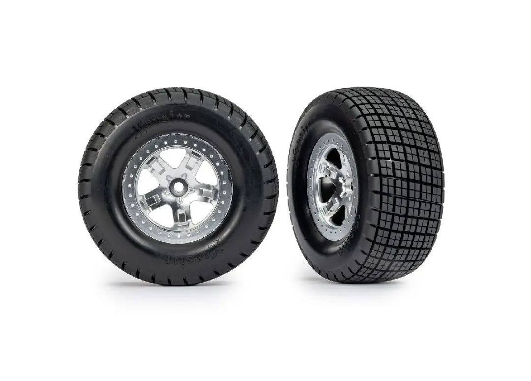 Traxxas Hoosier Tires On Satin Chrome Wheels (2Wd Rear) 1