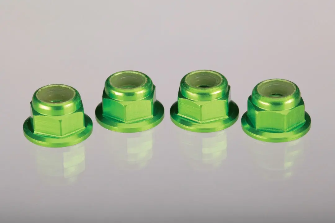 Traxxas 4Mm Aluminum Flanged Serrated Nuts (Green) (4) 1