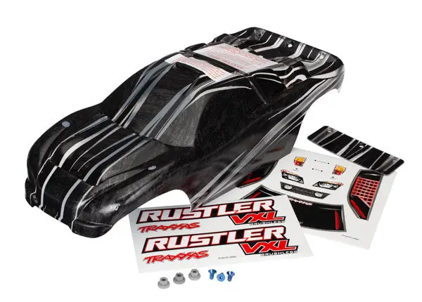 Traxxas Body, Rustler Vxl, Prographix (Replacement For The Painted Body. Graphics Are Printed, Requires Paint & Final Color Application)/Decal Sheet/ Wing And Aluminum Hardware 1