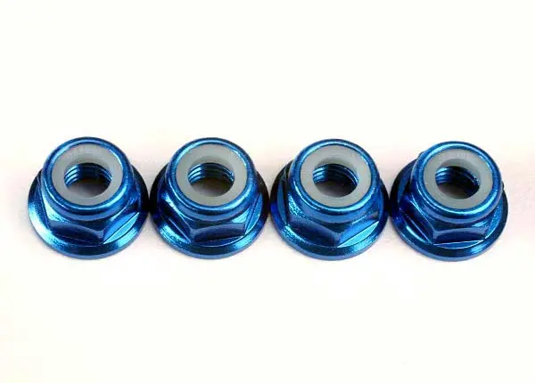 Traxxas Nuts, 5Mm Flanged Nylon Locking (Aluminum, Blue-Anodized) (4) 1
