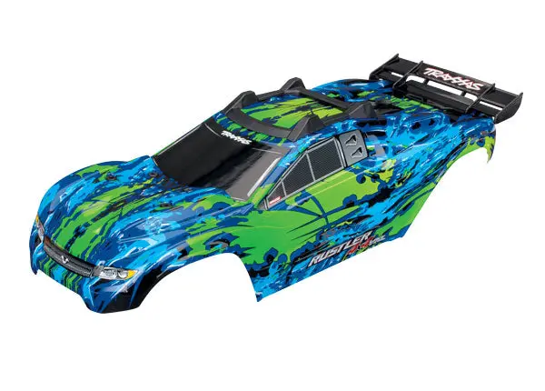 Traxxas Body, Rustler 4X4 Vxl, Green/ Window, Grill, Lights Decal Sheet (Assembled With Front & Rear Body Mounts And Rear Body Support For Clipless Mounting) 1