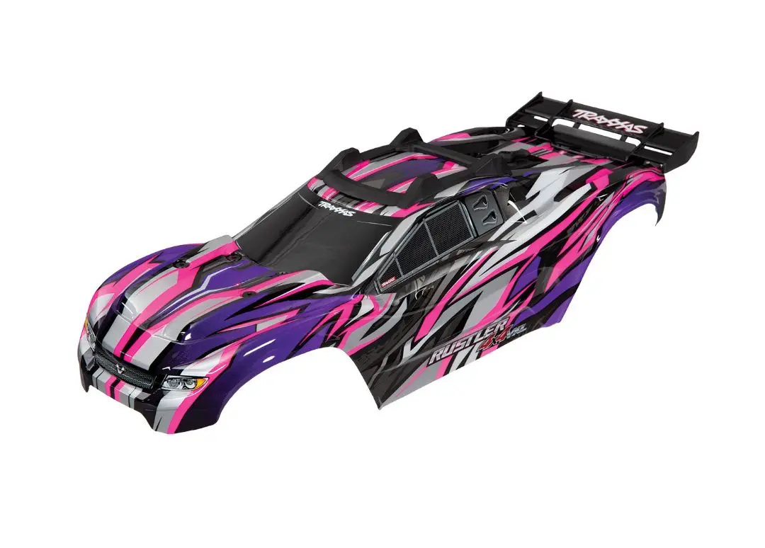 Traxxas Body, Rustler 4X4 Vxl, Pink/ Window, Grill, Lights Decal Sheet (Assembled With Front & Rear Body Mounts And Rear Body Support For Clipless Mounting) 1