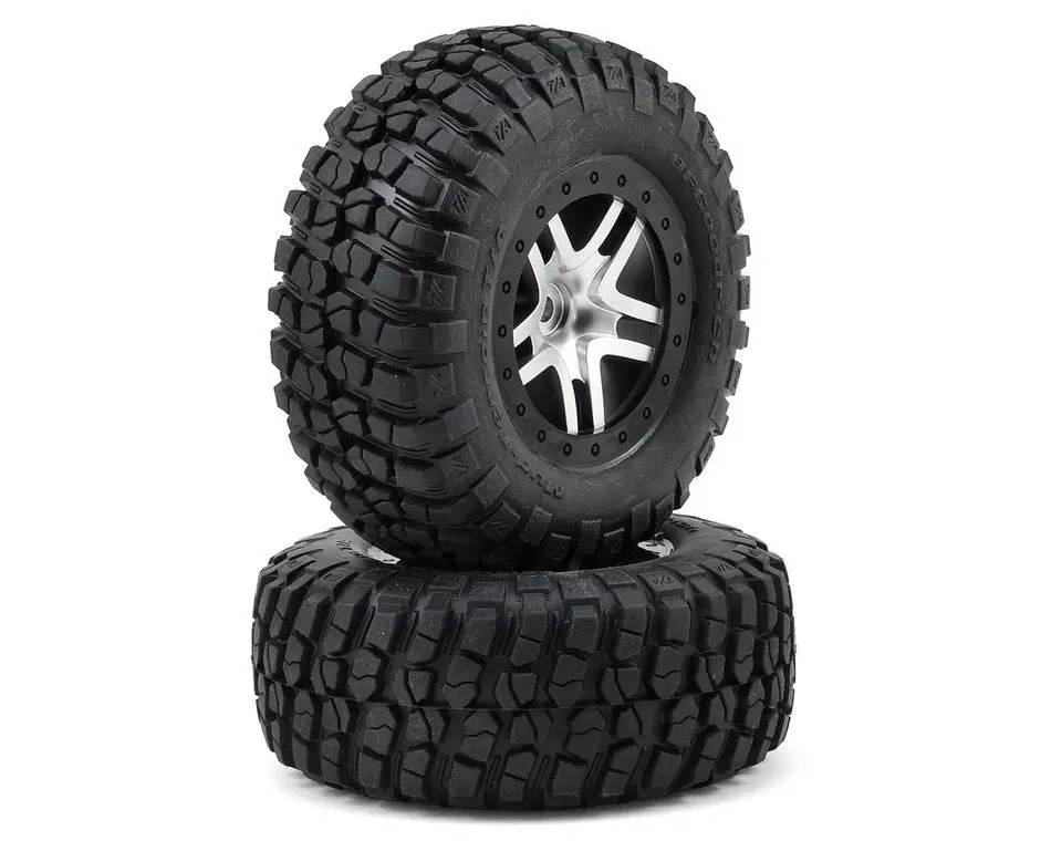 Traxxas Bfgoodrich Mud Ta Rear Tires (2) (Satin Chrome) (S1) W/Split-Spoke Rear Wheel 1