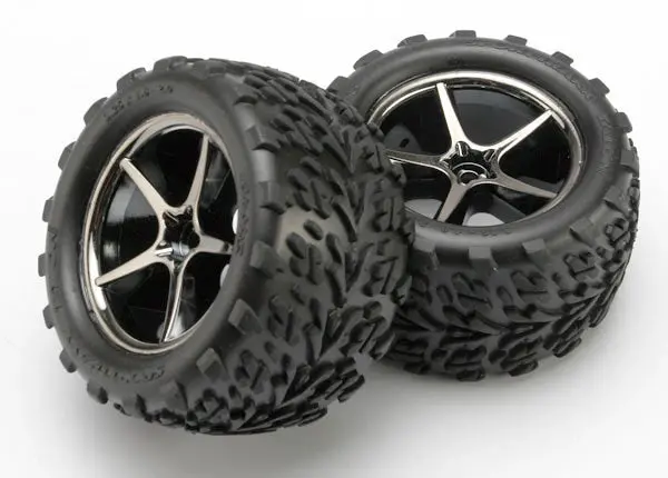 Traxxas Pre-Mounted Talon Tires W/Gemini Wheels (Black Chrome) (2) 1