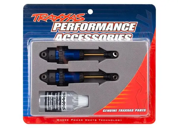 Traxxas Shocks, Gtr Long Blue-Anodized, Ptfe-Coated Bodies With Tin Shafts (Fully Assembled, Without Springs) (2) 1