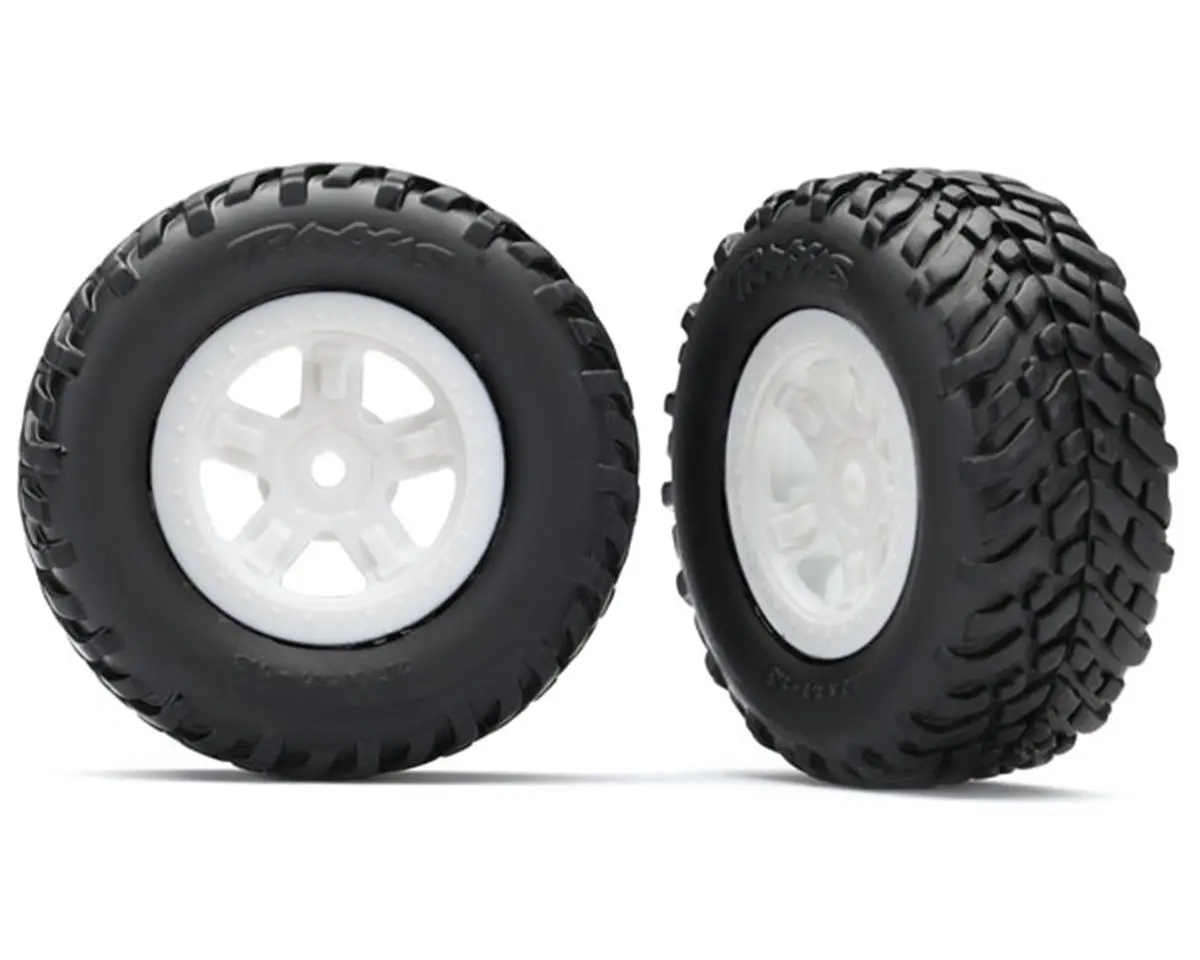 Traxxas 1/18 Sct Pre-Mounted Tires W/Sct Wheels (2) (White) 1