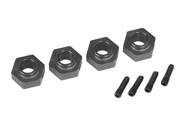 Traxxas Wheel Hubs, 12Mm Hex, 6061-T6 Aluminum (Charcoal Gray-Anodized) (4)/ Screw Pin (4) 1