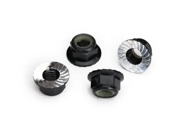 Traxxas Nuts, 5Mm Flanged Nylon Locking (Aluminum, Black-Anodized, Serrated) (4) 1