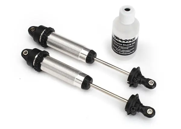 Traxxas Shocks, Gtr, 139Mm, Silver Aluminum (Complete W/ Spring Pre-Load Spacers) (Rear, Threaded) (2) 1