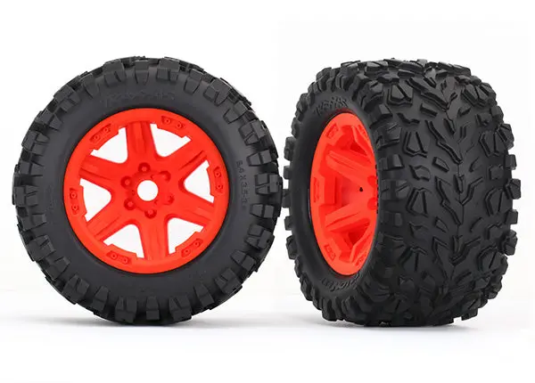 Traxxas Mounted Tires (Orange Carbide Wheels, Talon Ext) 1