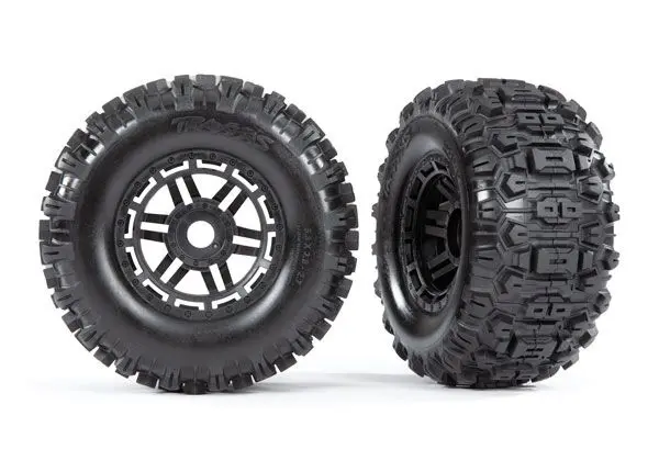 Traxxas Sledgehammer Tires & Wheels, Glued (Black Wheels) 1