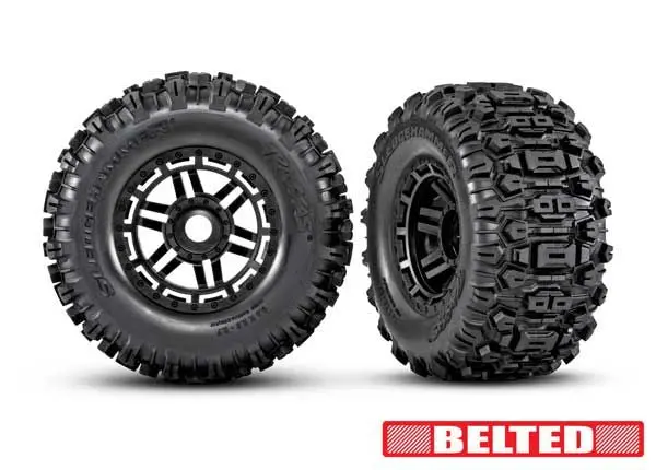 Traxxas Premount 2.8" Black Wheels & Sledgehammer® Belted 1