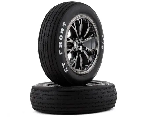 Traxxas Drag Slash Front Pre-Mounted Tires (Black Chrome) (2) W/Weld Wheels & 12Mm Hex 1